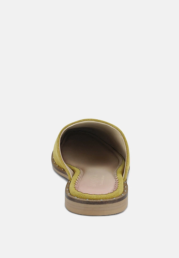 LIA Mustard Handcrafted Suede Mules - Image 5