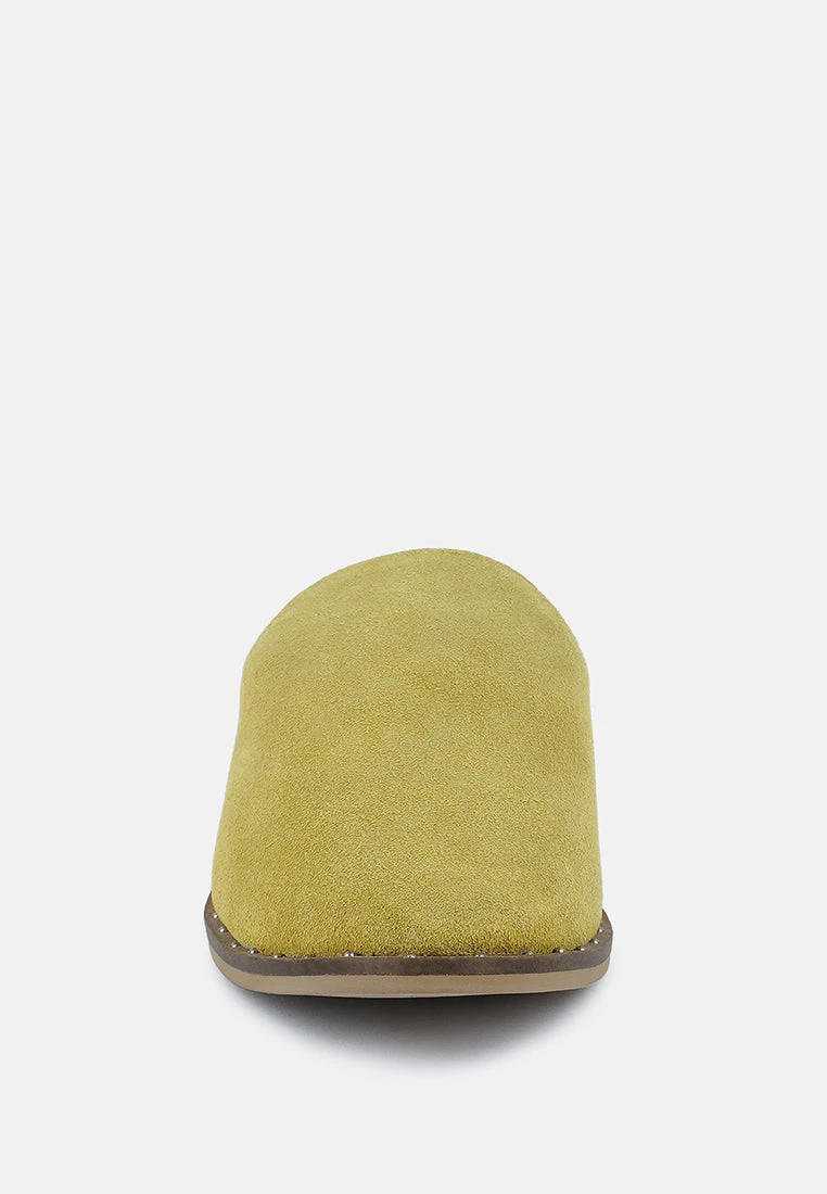 LIA Mustard Handcrafted Suede Mules - Image 3
