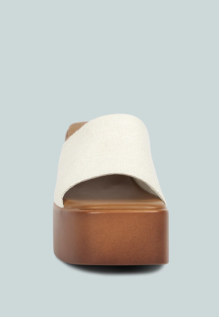 SCANDAL Slip On Block Heel Sandals In Off White - Image 3