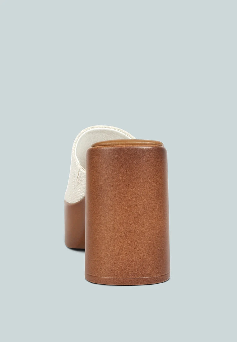 SCANDAL Slip On Block Heel Sandals In Off White - Image 5